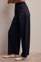 Satin Wide Leg Pleated Pants