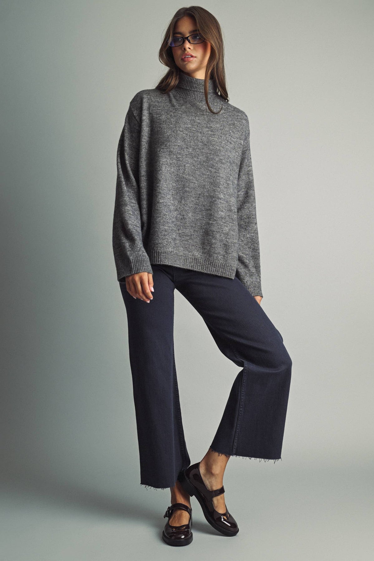 STRAIGHT WIDE LEG PANTS WITH FRONT POCKET