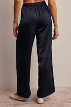 Satin Wide Leg Pleated Pants
