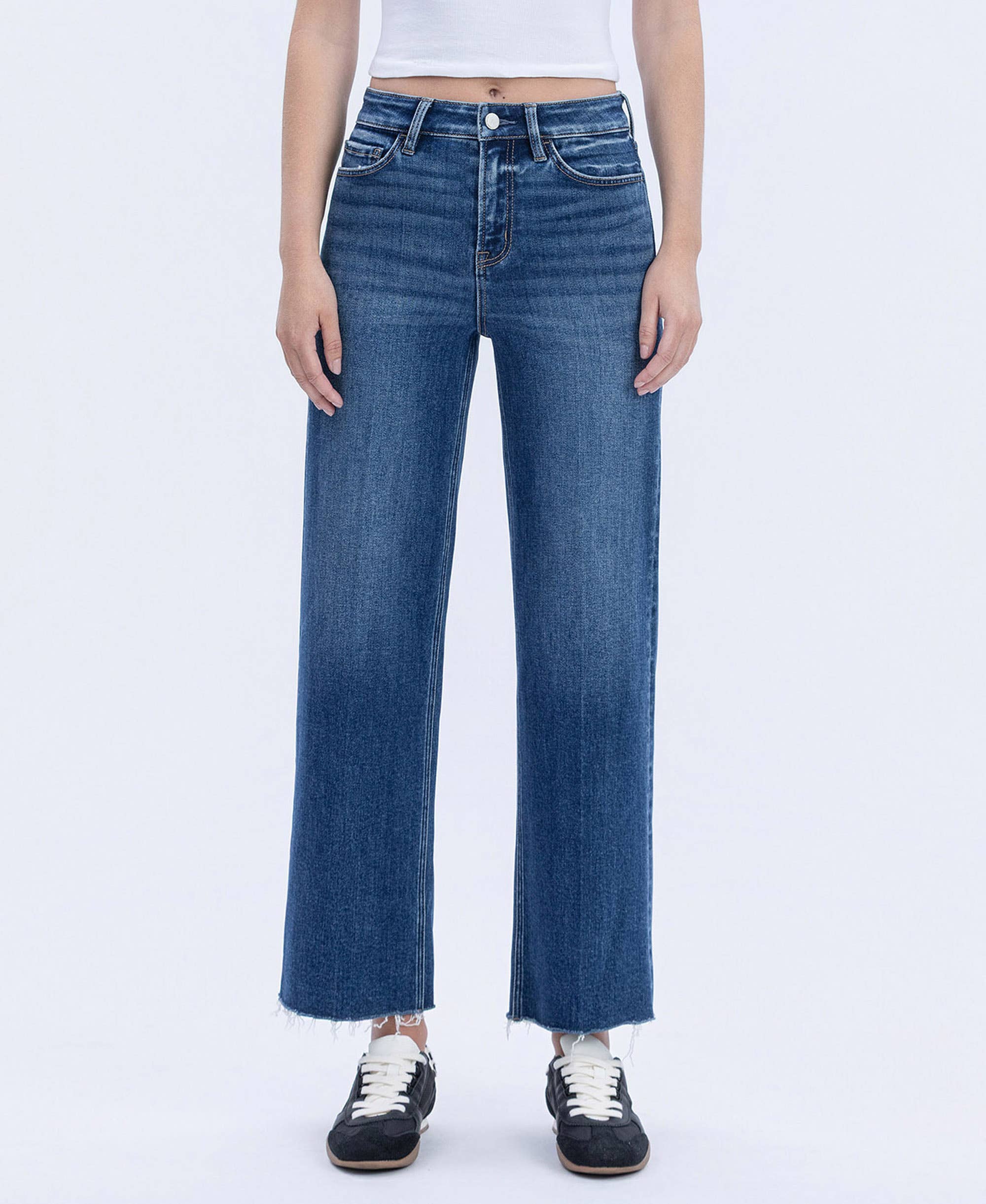 HIGH RISE TROUSER PRESS WIDE LEG JEANS