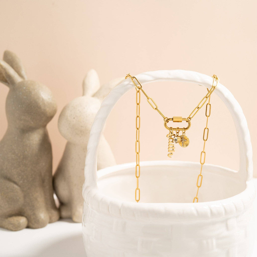 18K Gold Paperclip Carabiner Necklace
