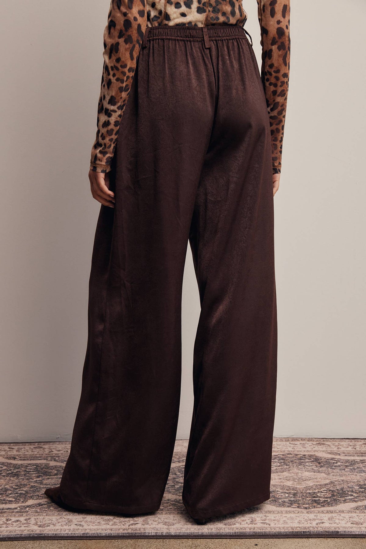 Satin Wide Leg Pleated Pants
