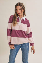 HERITAGE WEEKEND MINERAL-WASHED TWILL TERRY MIXED RUGBY TOP