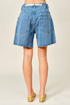 SMALL POLKA DOT BARREL SHORTS WITH BELT
