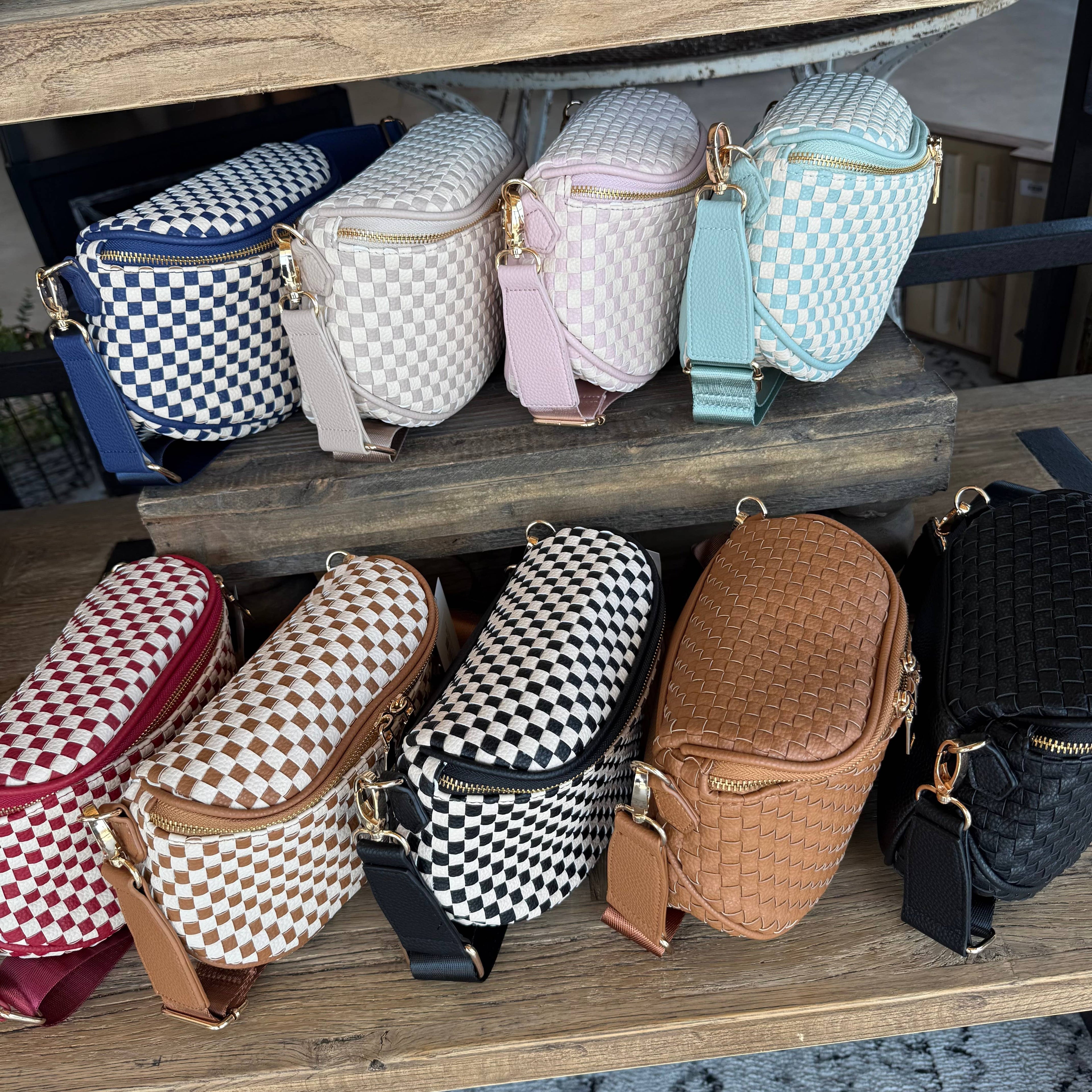 Birdie Saddle Checkered Crossbody Bag