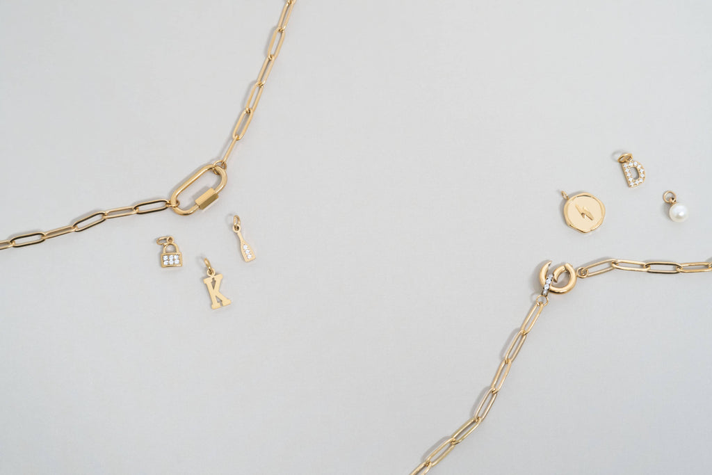 18K Gold Paperclip Carabiner Necklace