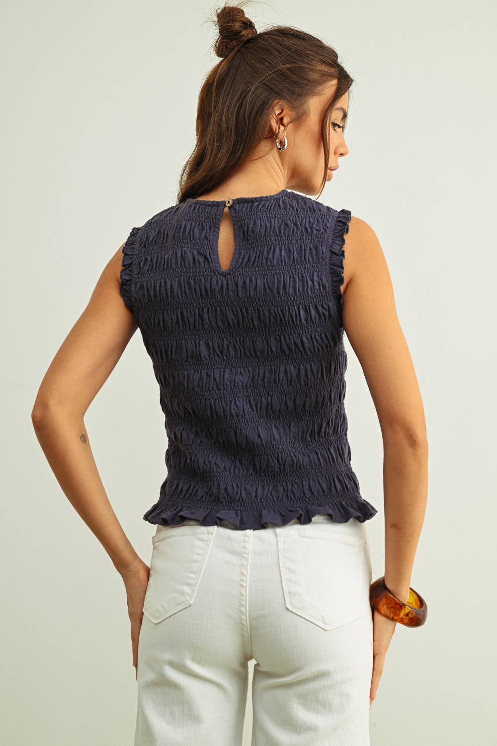 SLEEVELESS WITH ALL OVER SMOCKING TOP