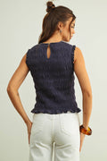 SLEEVELESS WITH ALL OVER SMOCKING TOP