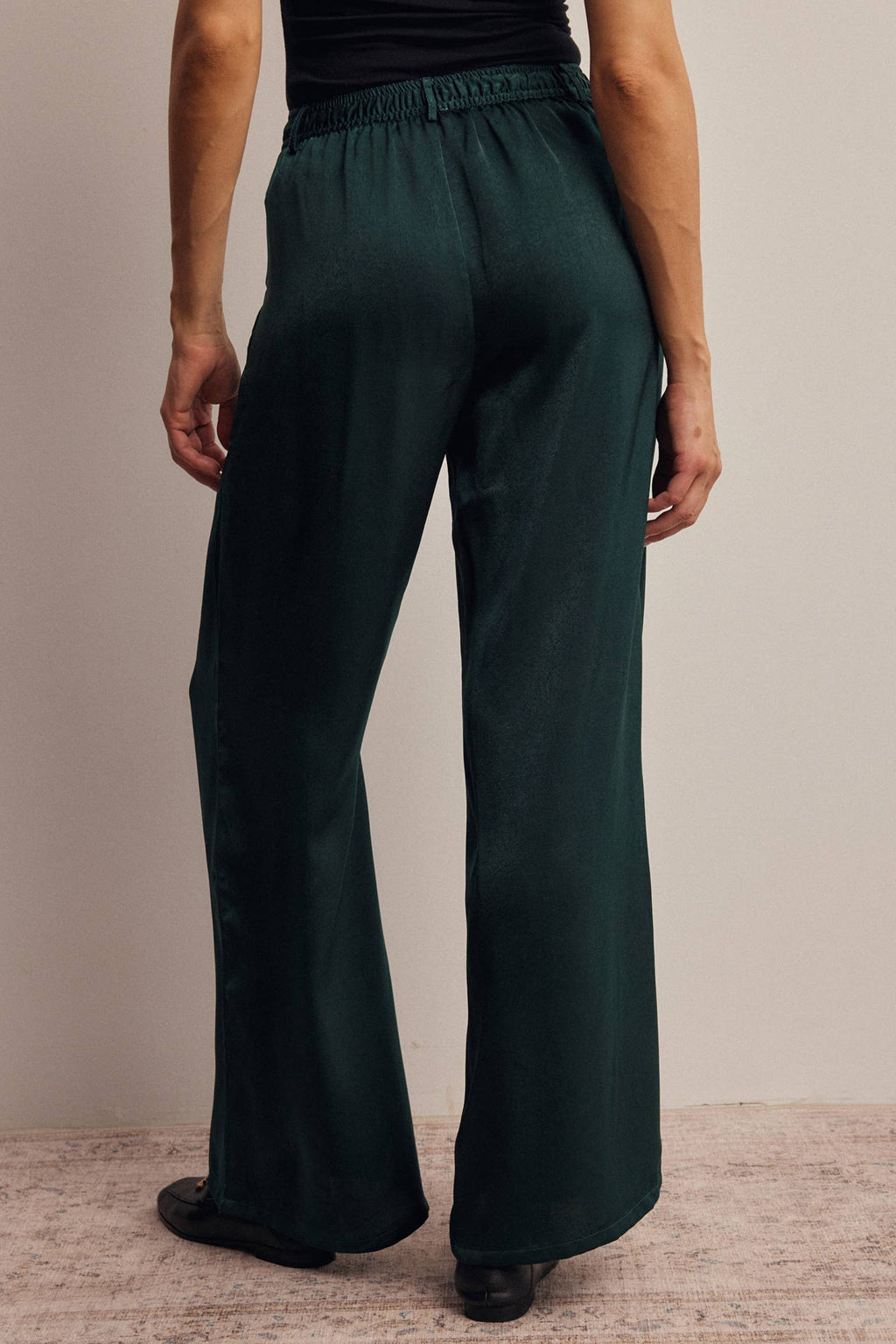 Satin Wide Leg Pleated Pants