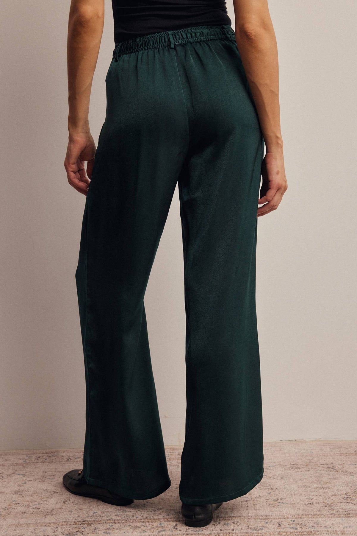 Satin Wide Leg Pleated Pants