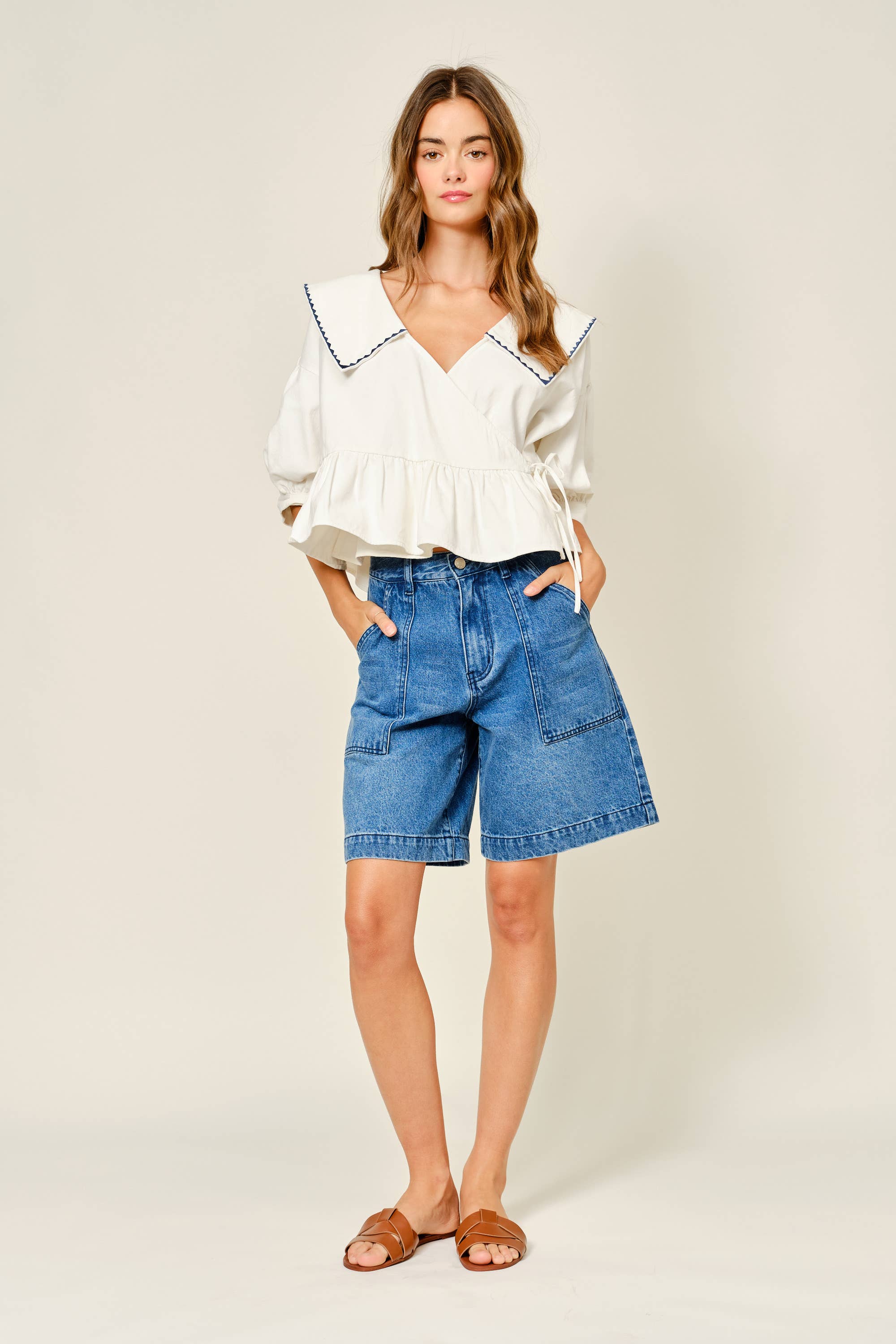 POCKET A LINE BERMUDA SHORTS