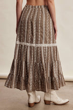Embroidered Tiered Maxi Skirt