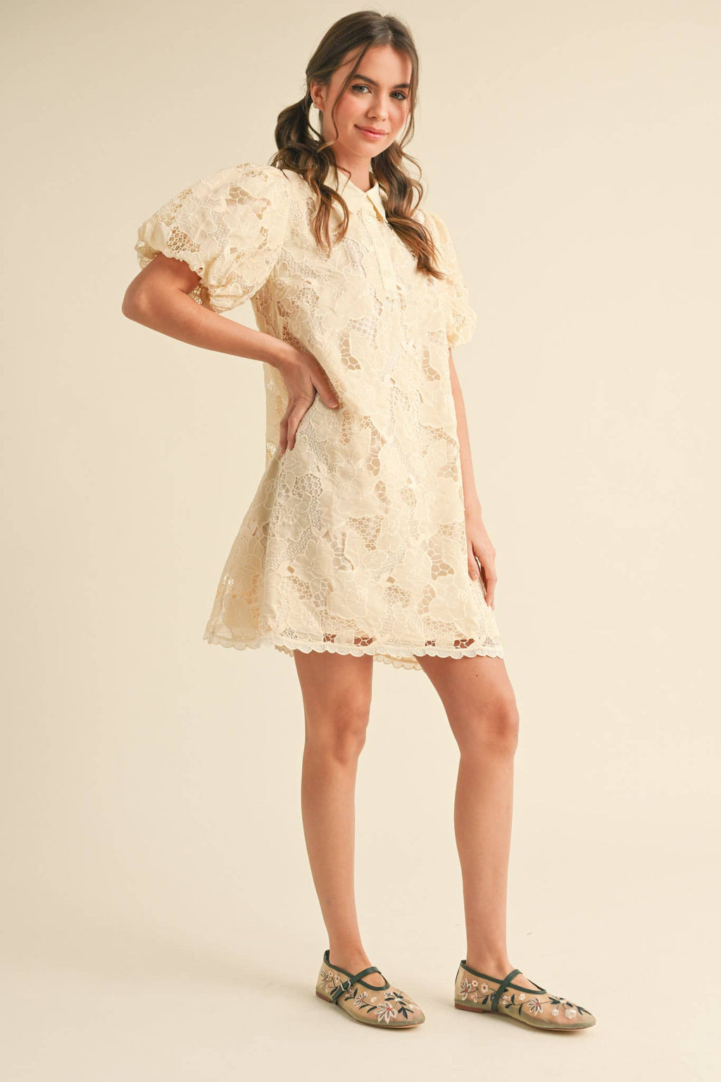 Bubble Sleeved Mini Dress