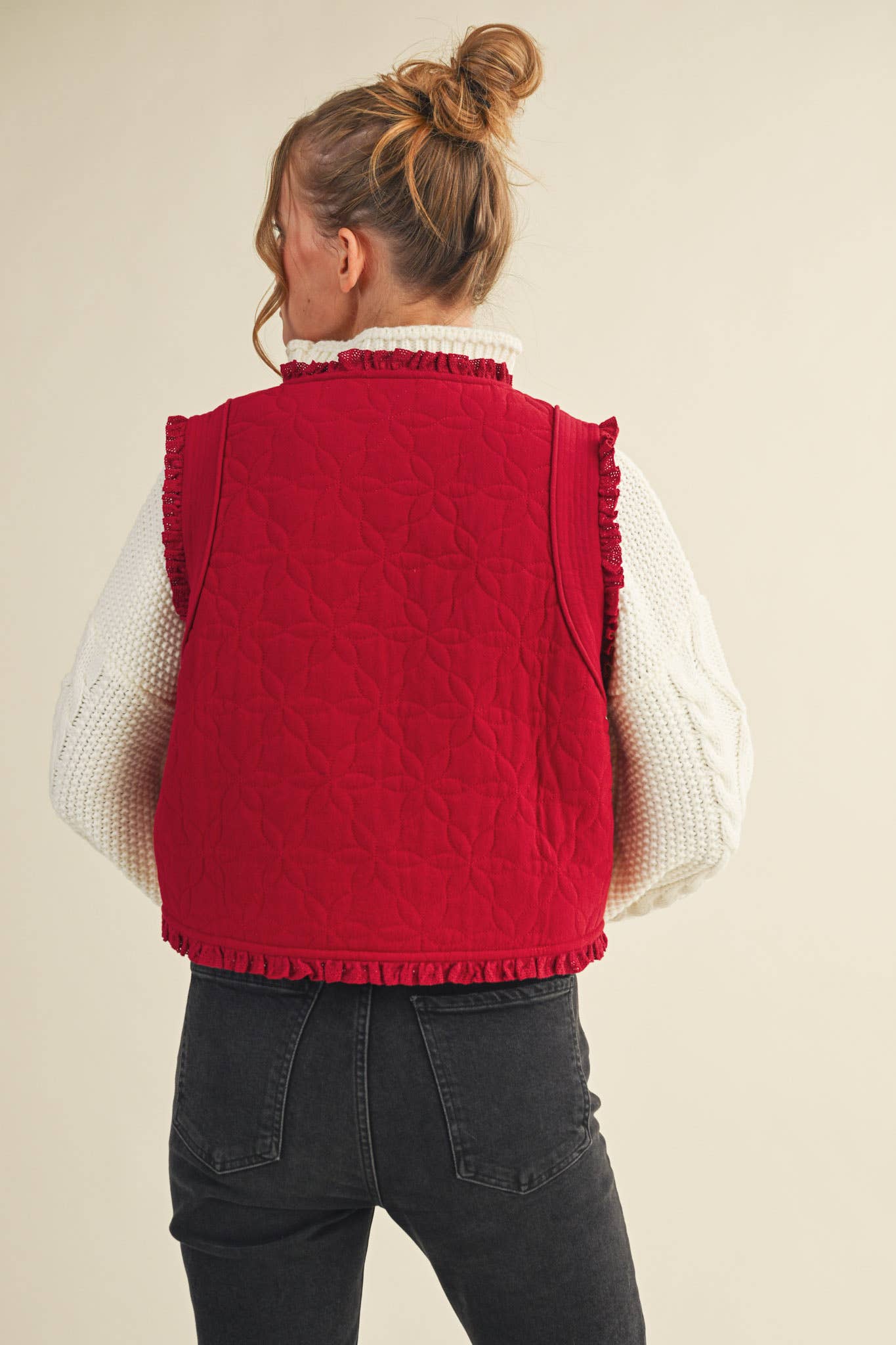 Floral Lace Trim Vest