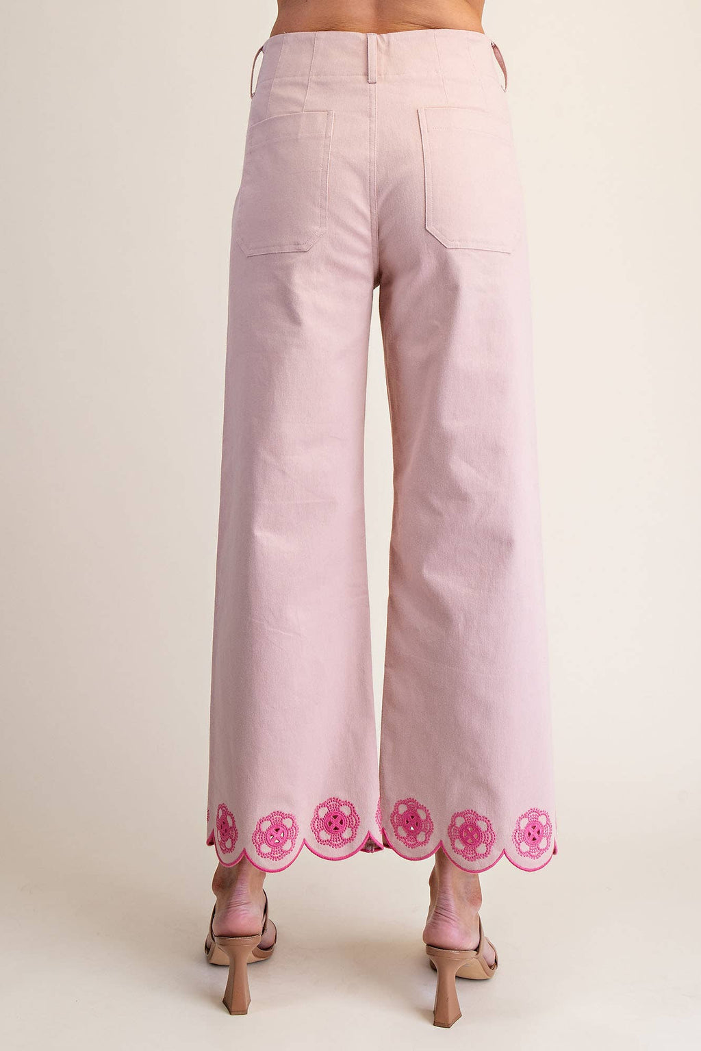 Colette Scallop-Hem Wide-Leg Pants