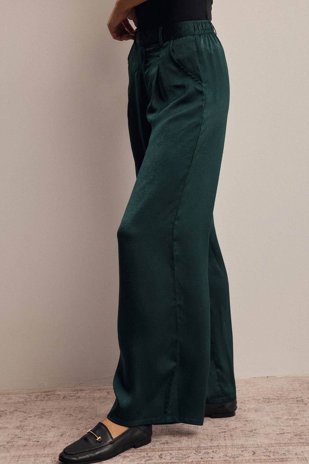 Satin Wide Leg Pleated Pants