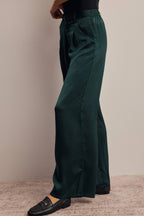 Satin Wide Leg Pleated Pants