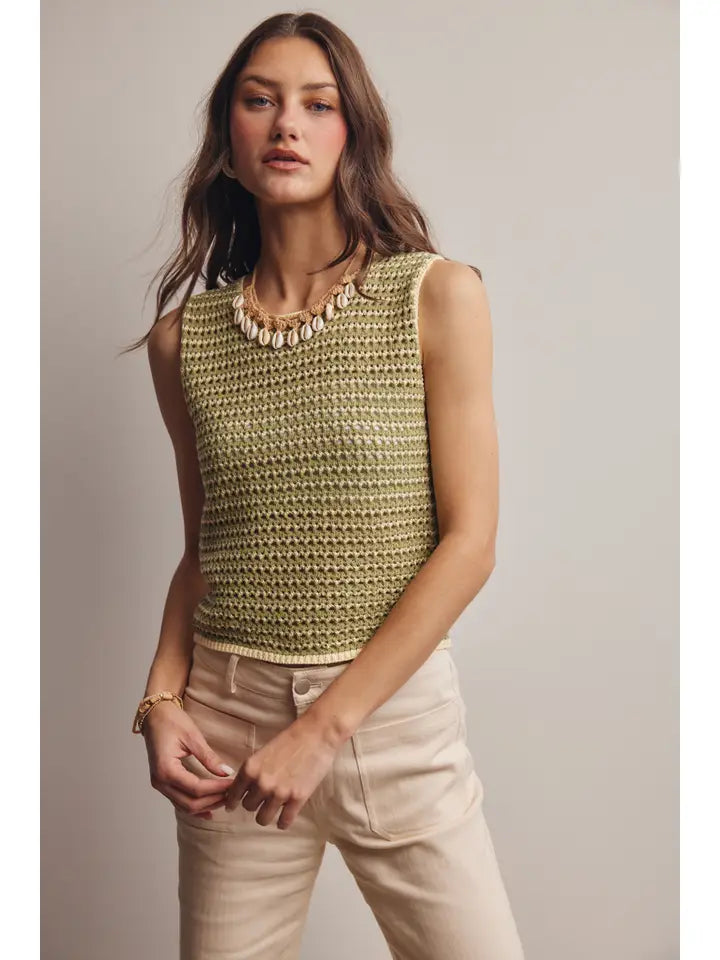 Open Knit Stripe Tank Top