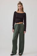 Elastic Waist Straight Pants