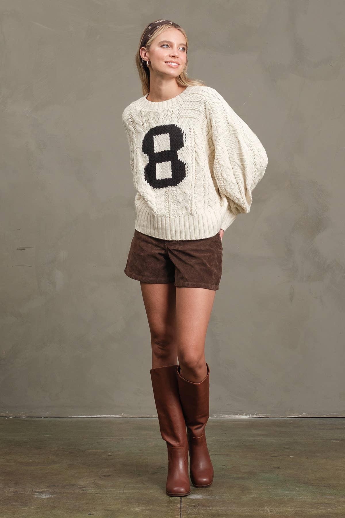 Cable Knit Varsity Sweater