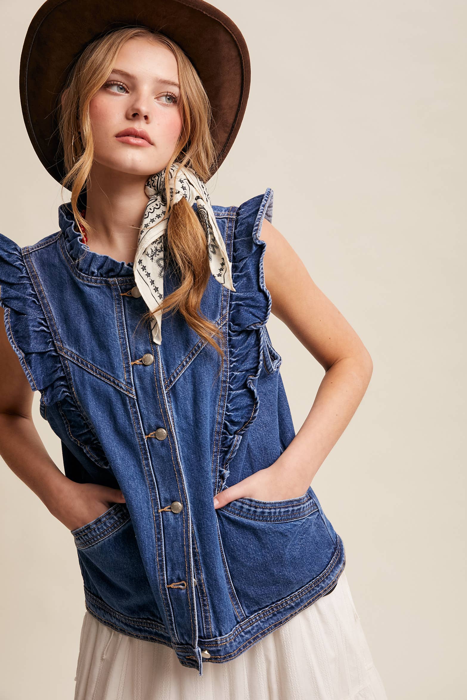 Ruffle Trim Vest