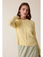 Pointelle Button-Up Knit Cardigan