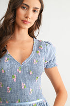 Smocked Floral Midi Dress