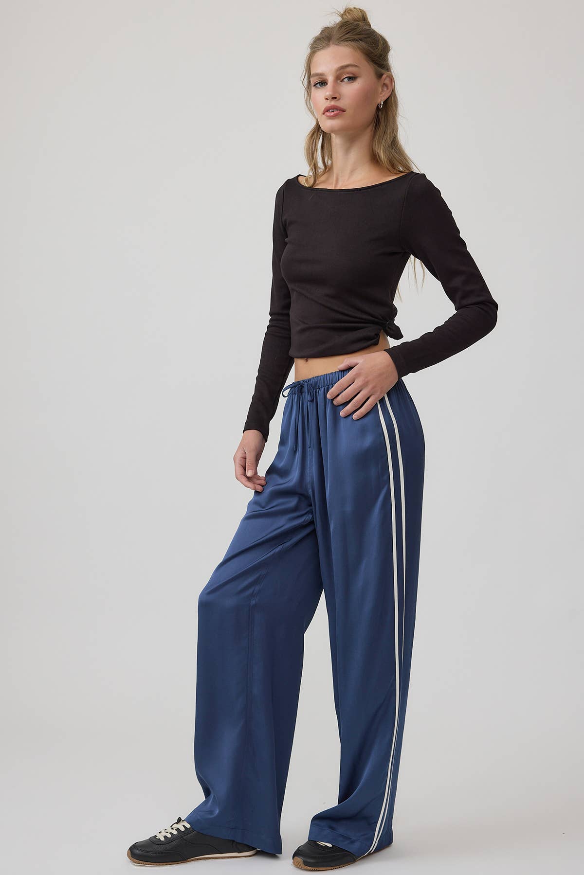 Elastic Waist Straight Pants