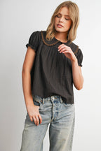 Plaid Peter Pan Collar Puff Sleeve Blouse