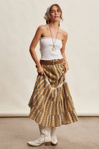 Embroidered Tiered Maxi Skirt