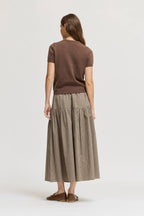 FRONT BUTTON CHECK SKIRT