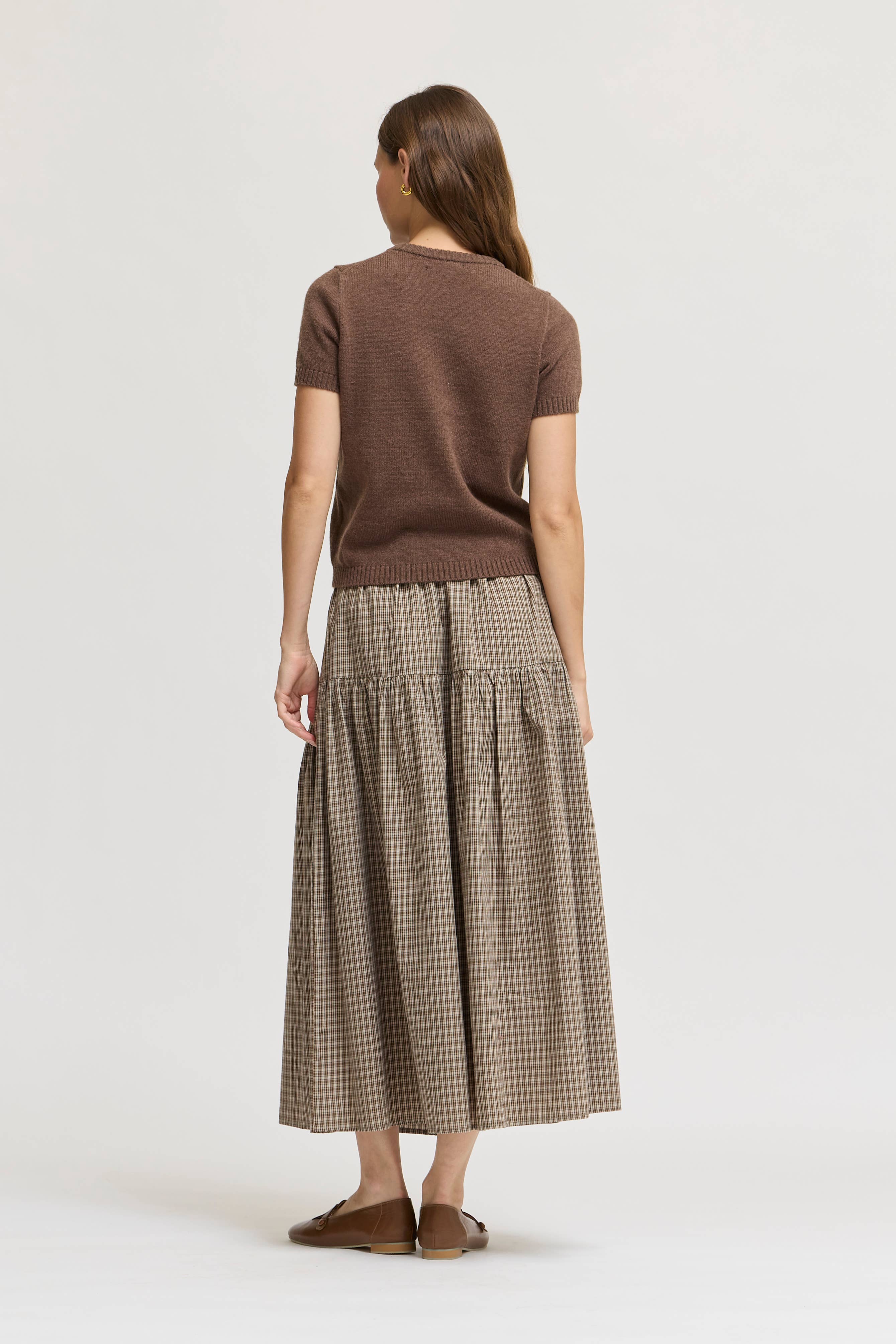 FRONT BUTTON CHECK SKIRT