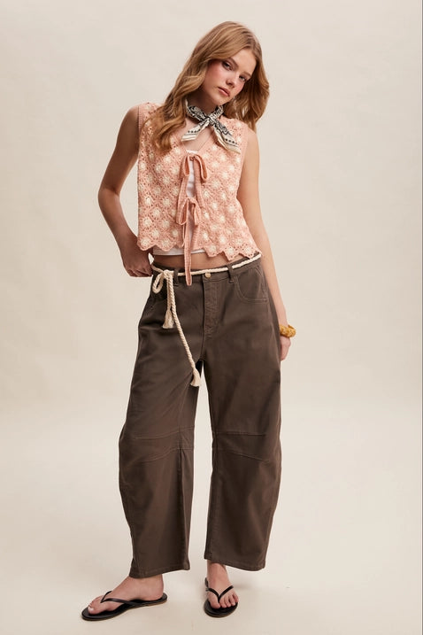 Crochet Daisy Tie-Front Vest