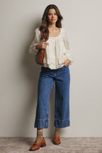 Ruffle Hem Peasant Blouse