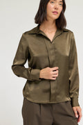 HIDDEN PLACKET SATIN SHIRT