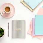 Cream and Blue Striped Hardcover Notebook
