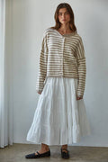Knit Sweater Striped Buttondown Cardigan Top