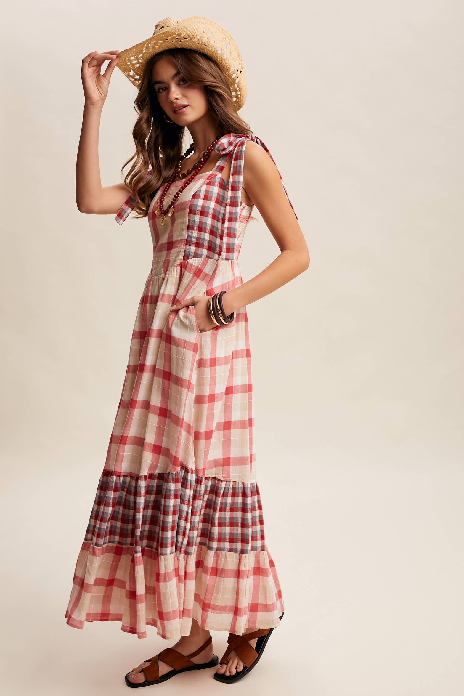 Gingham Tiered Maxi Dress