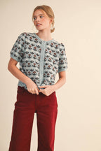 Floral Short Sleeve Cardigan
