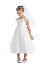 Satin & Tulle Dress with Pearl Brooch