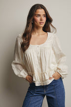 Ruffle Hem Peasant Blouse