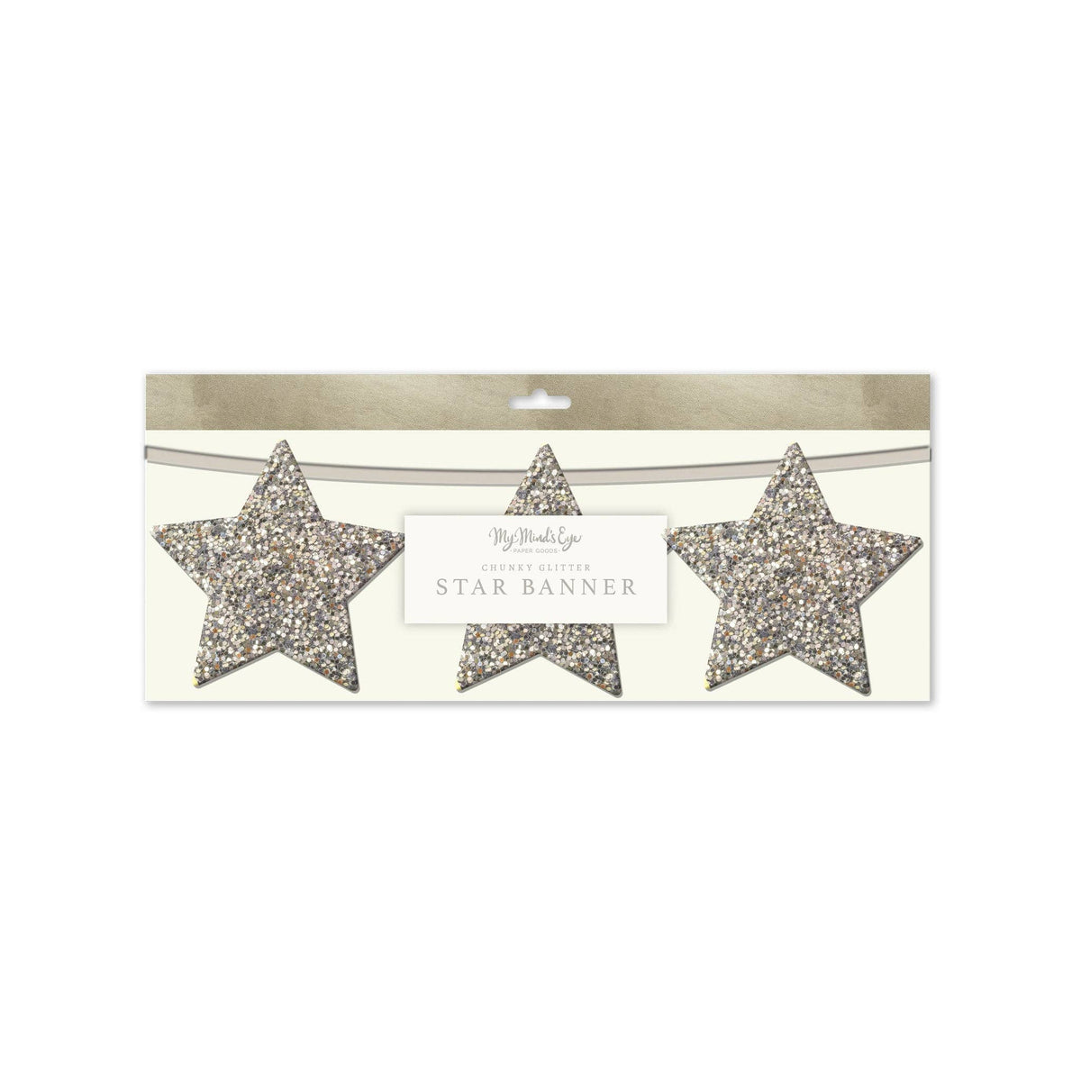 Chunky Silver Glitter Star Banner