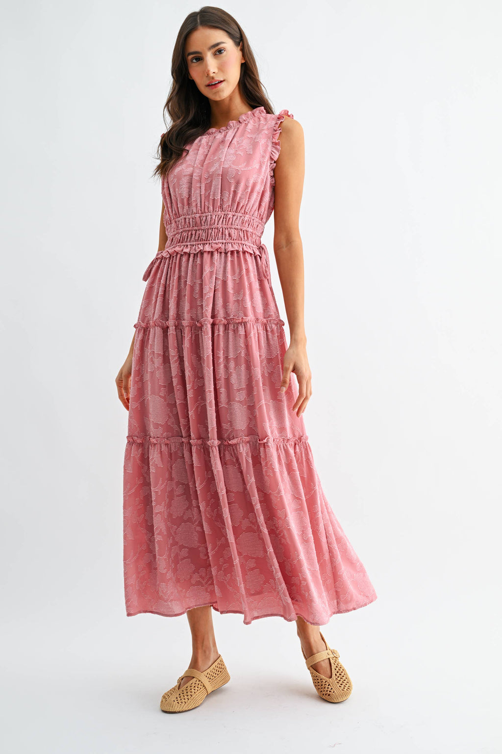 Sleeveless Tiered Floral Maxi Dress