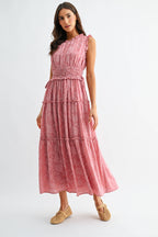 Sleeveless Tiered Floral Maxi Dress
