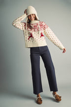 CLASSIC NORDIC REINDEER & SNOWFLAKE ROUND-YOKE SWEATER