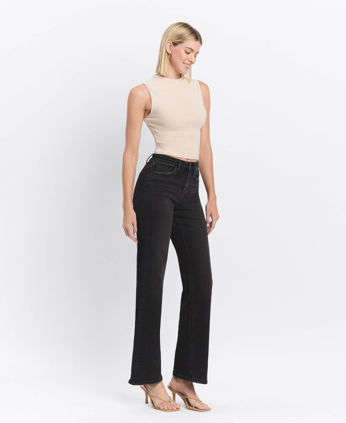 HIGH RISE FULL LENGTH BLACK LOOSE FIT JEANS