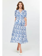 Floral Printed Pleated Midi Dress