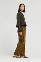 RUFFLE HEM BUTTON DOWN CARDIGAN