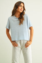 STRIPE SLUB SHORT SLEEVE TOP