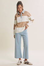 HERITAGE WEEKEND MINERAL-WASHED TWILL TERRY MIXED RUGBY TOP
